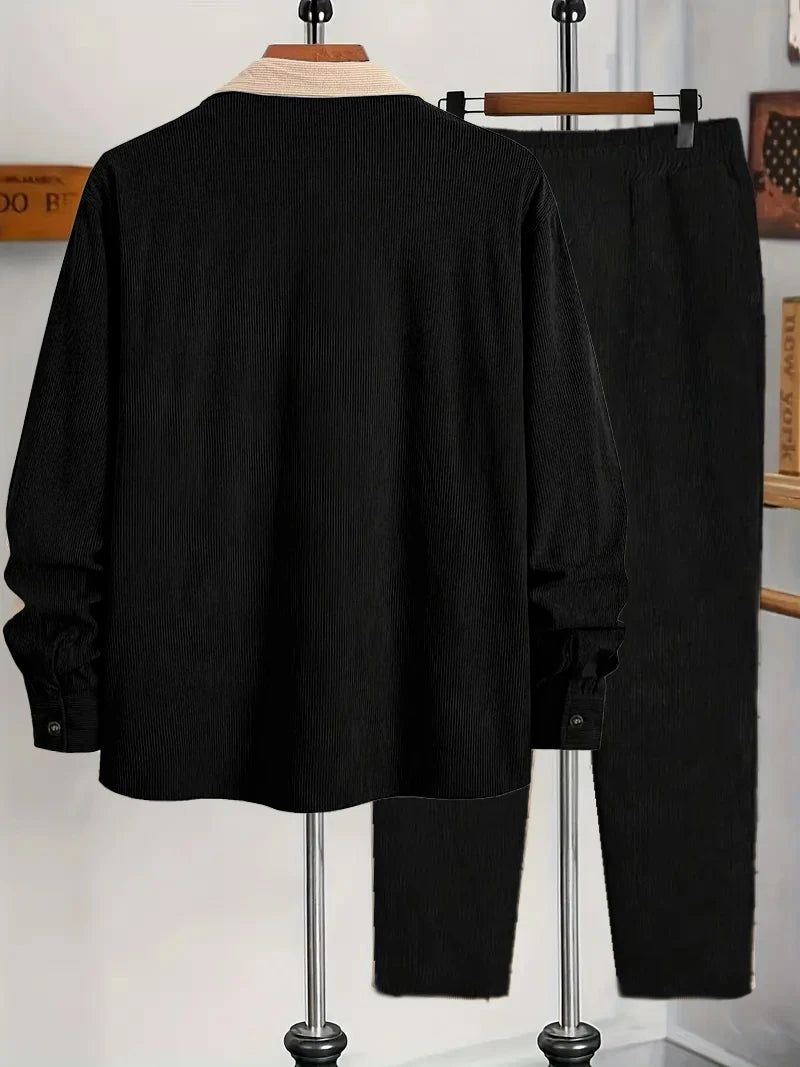 Men's Fashion Casual Solid Color Spring Autumn Set New Arrival Comfortable Streetwear
