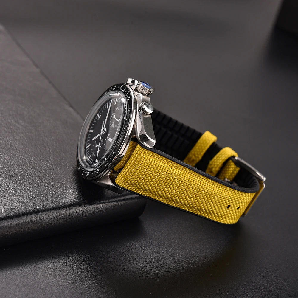 High Quality Rubber Sailcloth Strap 18mm 19mm 20mm 21mm 22mm Canvas Nylon Quick Release WatchBand Perfect Fit Flat End Universal