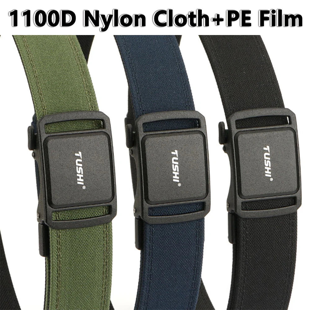 TUSHI 2025 Stiff Tactical Belt for Men Metal Automatic Buckle Military Police Duty Belt 1100D Nylon Gun Belt Casual Girdle Male