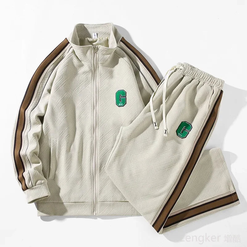 Autumn men's cardigan sweater pants two-piece set casual loose oversized set 160kg 10xl 9XL men clothing  tracksuit Men's Sets