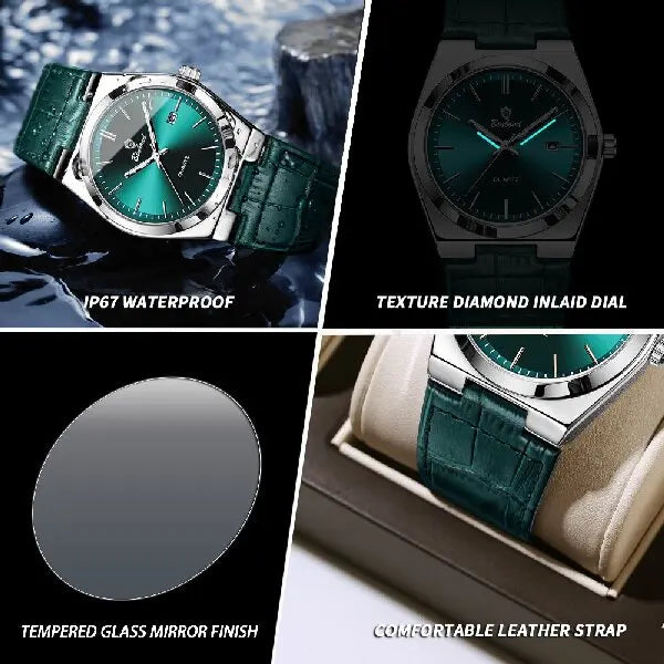 BINBOND Luxury Quartz Wristwatches Luminous Waterproof Auto Date Men's Watch Business Sport Fashion Casual Reloj Leather Clock