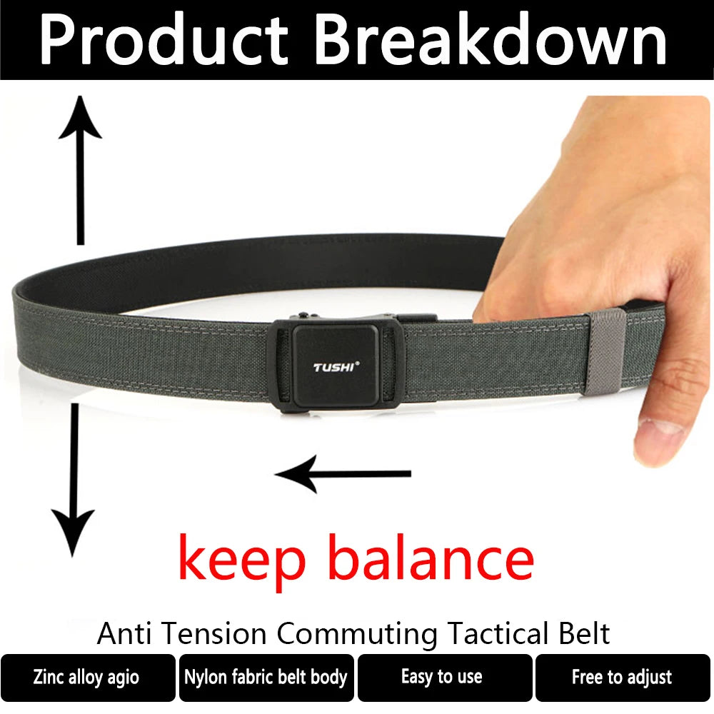 TUSHI 2025 Stiff Tactical Belt for Men Metal Automatic Buckle Military Police Duty Belt 1100D Nylon Gun Belt Casual Girdle Male