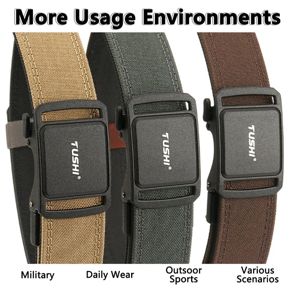 TUSHI 2025 Stiff Tactical Belt for Men Metal Automatic Buckle Military Police Duty Belt 1100D Nylon Gun Belt Casual Girdle Male