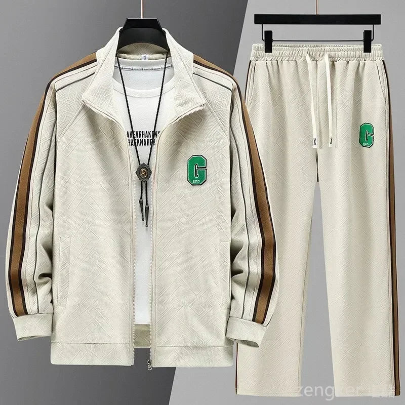 Autumn men's cardigan sweater pants two-piece set casual loose oversized set 160kg 10xl 9XL men clothing  tracksuit Men's Sets