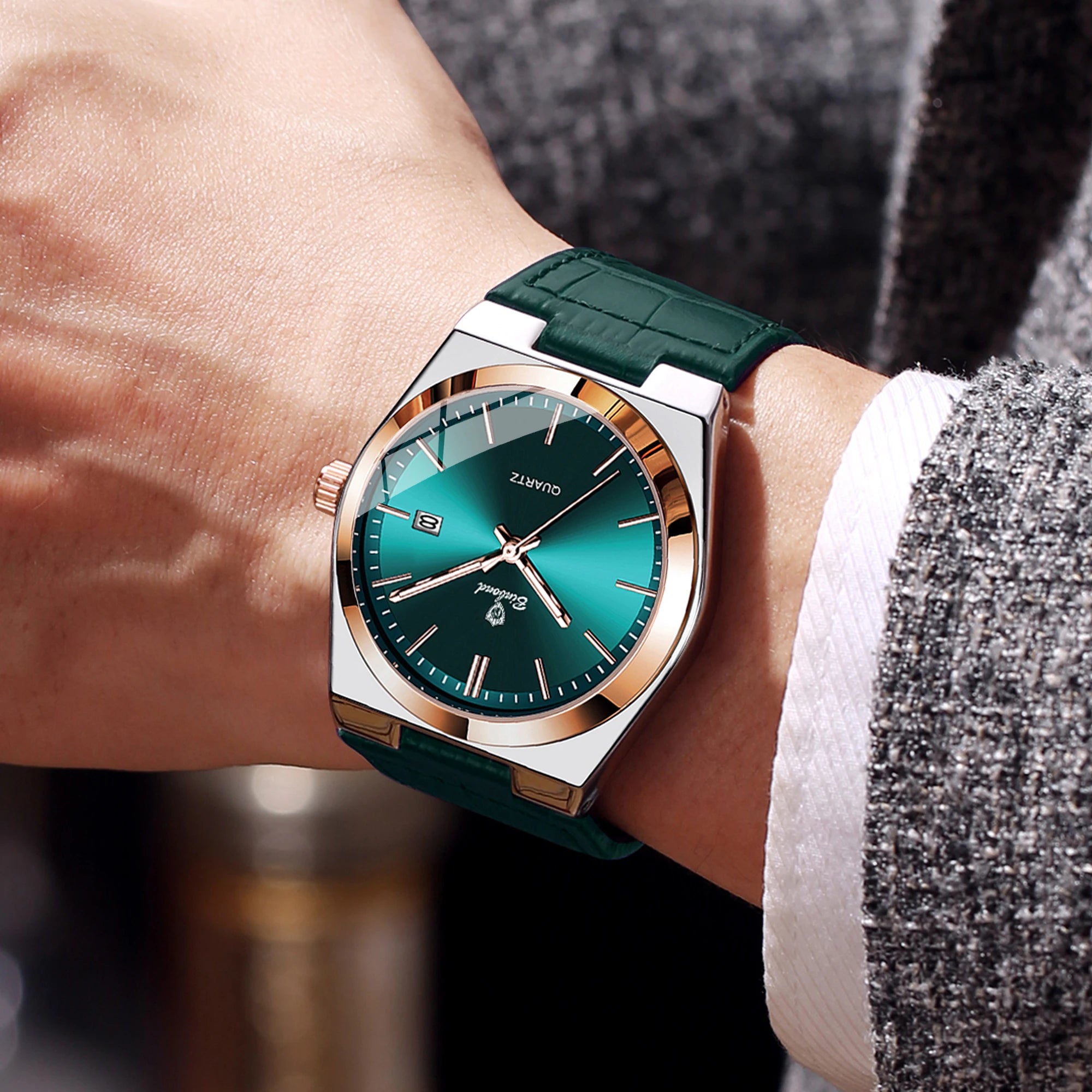 BINBOND Luxury Quartz Wristwatches Luminous Waterproof Auto Date Men's Watch Business Sport Fashion Casual Reloj Leather Clock