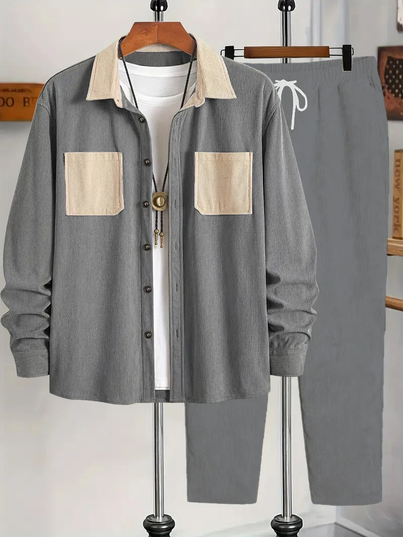 Men's Fashion Casual Solid Color Spring Autumn Set New Arrival Comfortable Streetwear