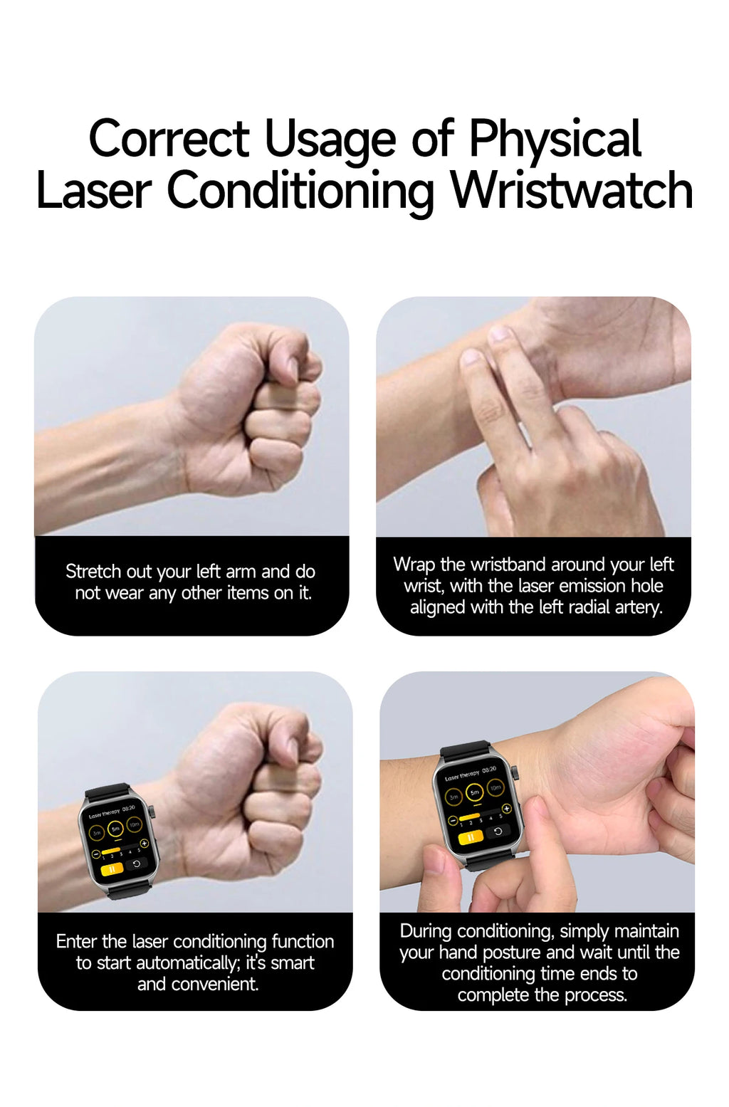 GUHUAVMI New Laser Therapy ECG+PPG Smart Watch Health Monitor Blood Lipids Uric Acid Heart Rate Tracking Monitoring Smartwatches