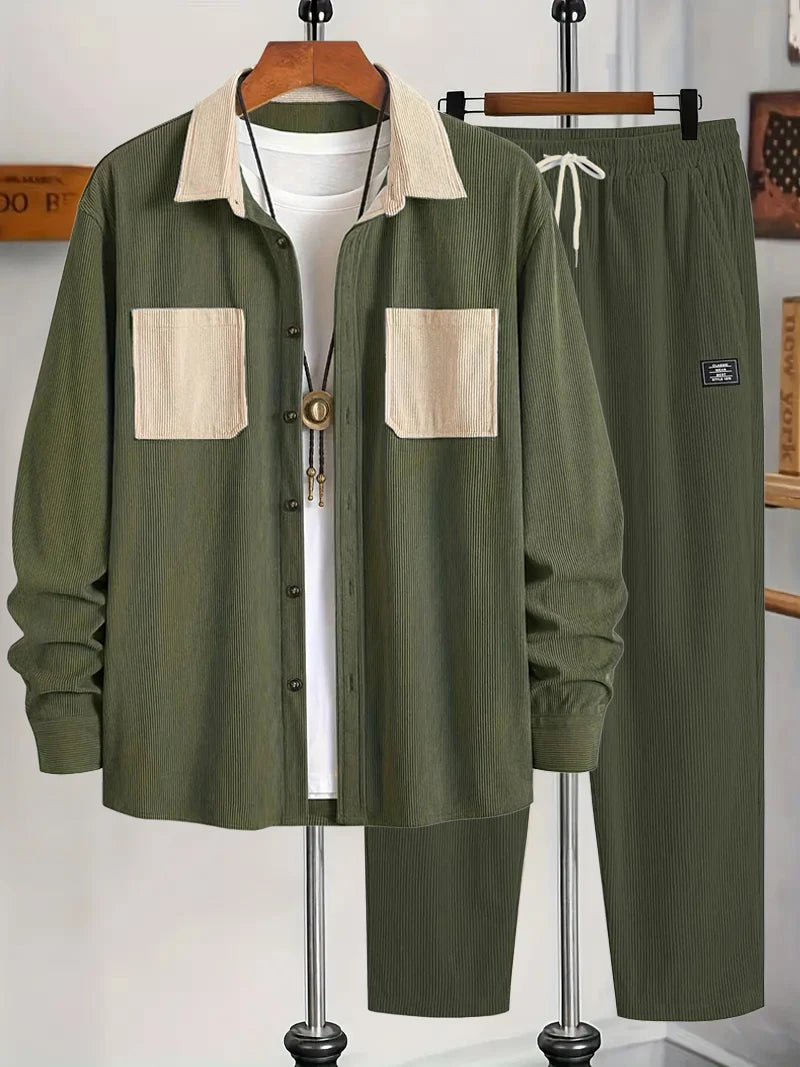 Men's Fashion Casual Solid Color Spring Autumn Set New Arrival Comfortable Streetwear