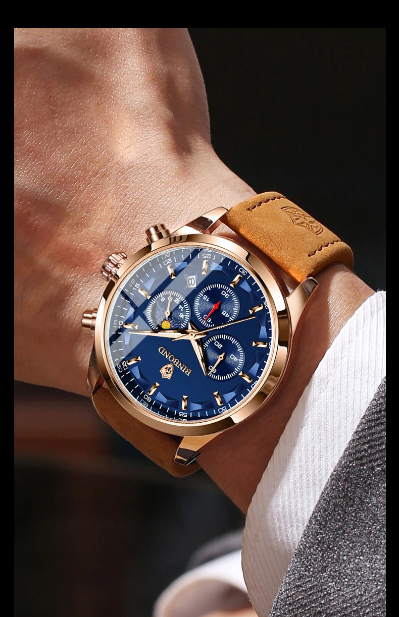 BINBOND  luminous waterproof accurate sturdy luxury quartz wristwatches for men chronograph auto date men's watch casual reloj