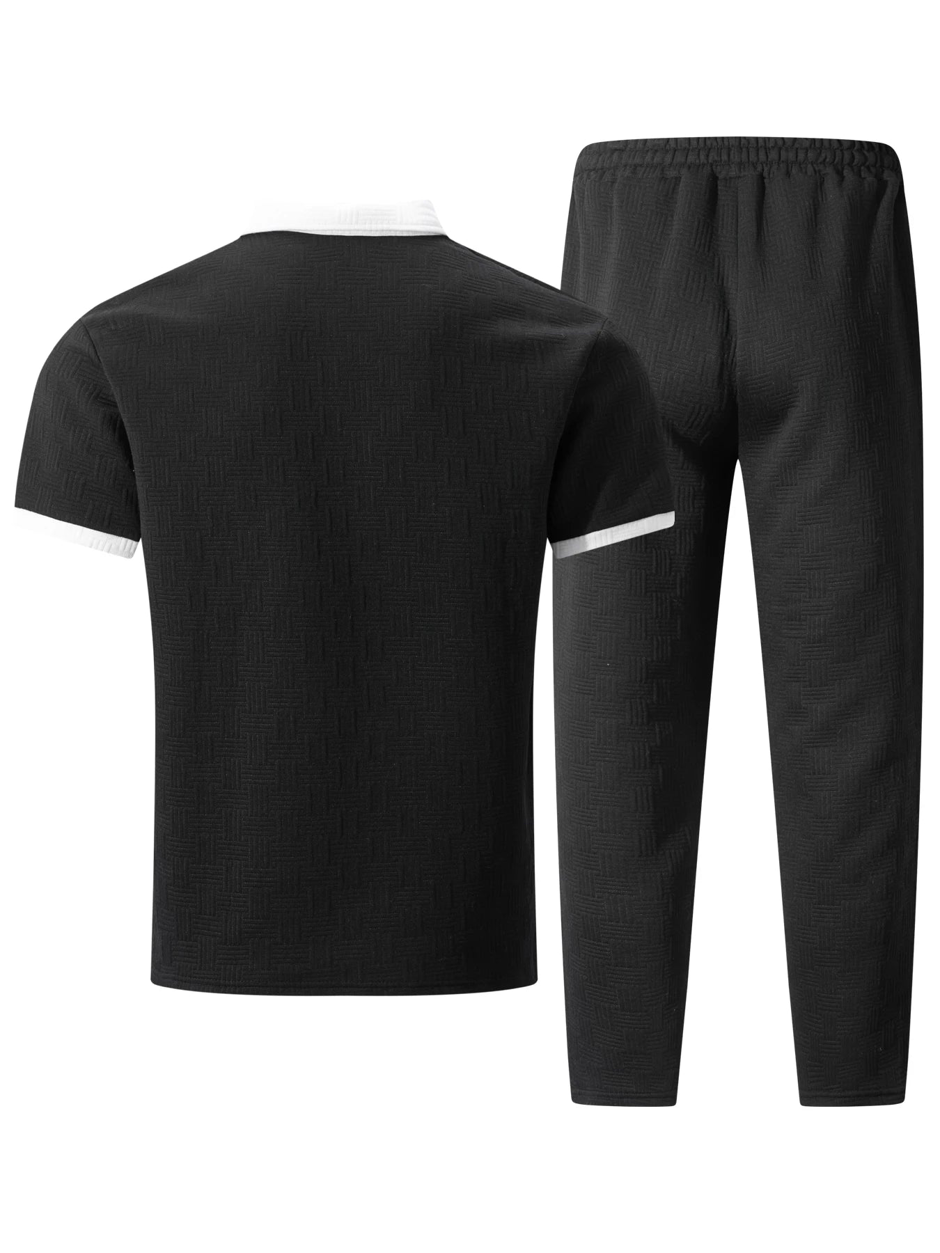 Men's Fashion Two Piece Set Short Sleeve Polo Shirt and Drawstring Shorts Casual Streetwear Tracksuit for Men