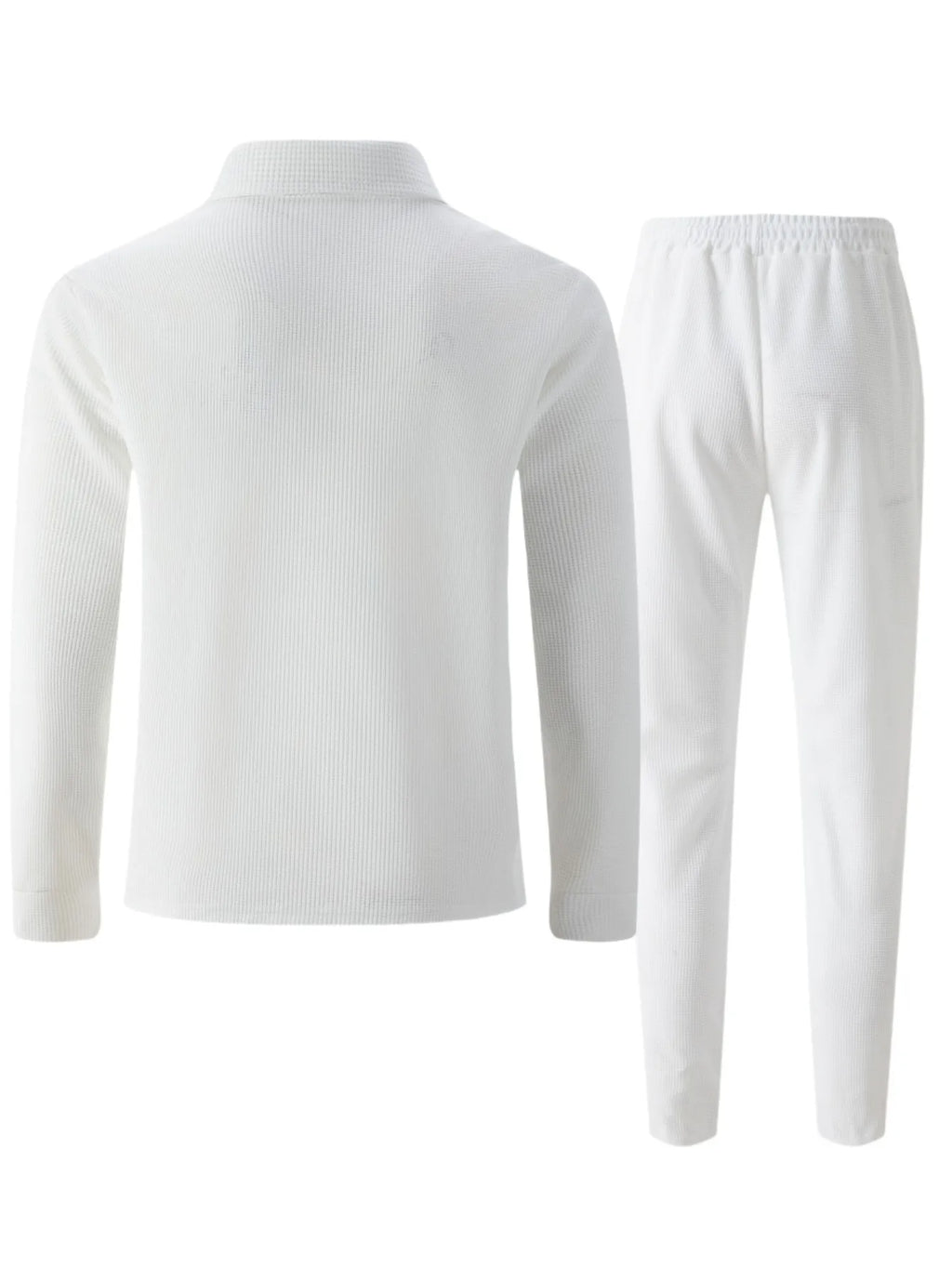 2025 Autumn New Style Waffle Pure Color Collar Pocket Long Sleeve Long Pants Casual Set