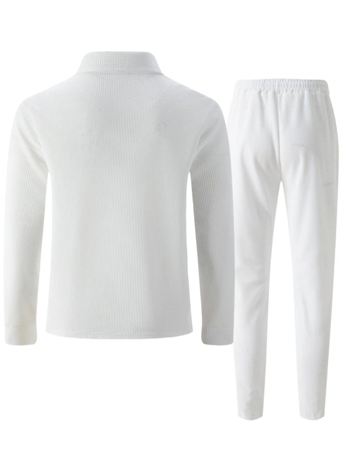2025 Autumn New Style Waffle Pure Color Collar Pocket Long Sleeve Long Pants Casual Set