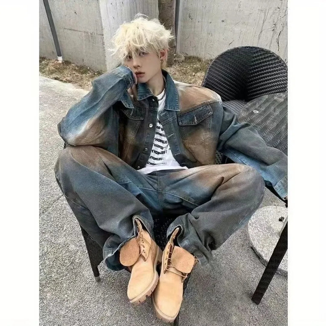 2025 American Retro Y2K New Fashion Men Clothing Street Hip Hop Gothic Harajuku Oversize couple street Joker Jacket Tops