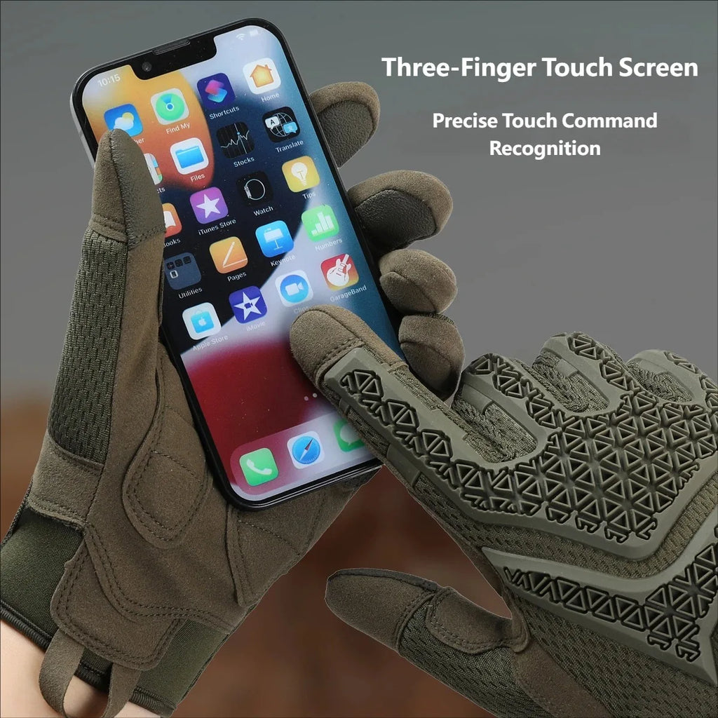 CHRLCK Men Anti-Scratch Cycling Tactics Gloves Wear-resistant Full Finger Hiking Gloves Summer Non-Slip Camping Training Gloves