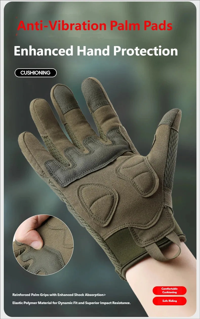 CHRLCK Men Anti-Scratch Cycling Tactics Gloves Wear-resistant Full Finger Hiking Gloves Summer Non-Slip Camping Training Gloves