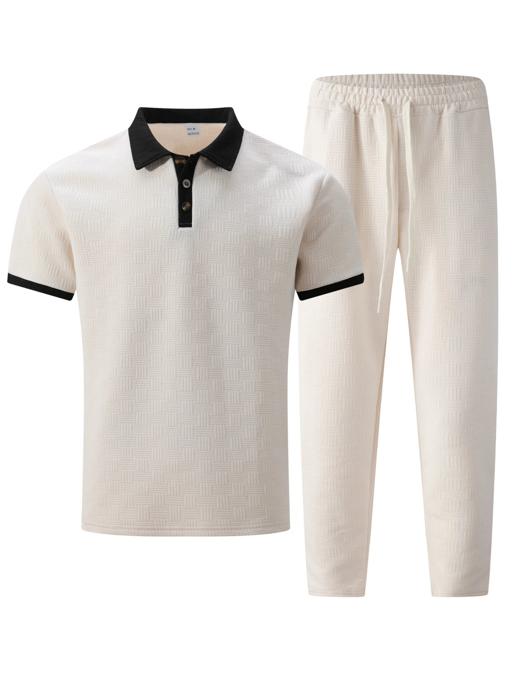 Men's Fashion Two Piece Set Short Sleeve Polo Shirt and Drawstring Shorts Casual Streetwear Tracksuit for Men