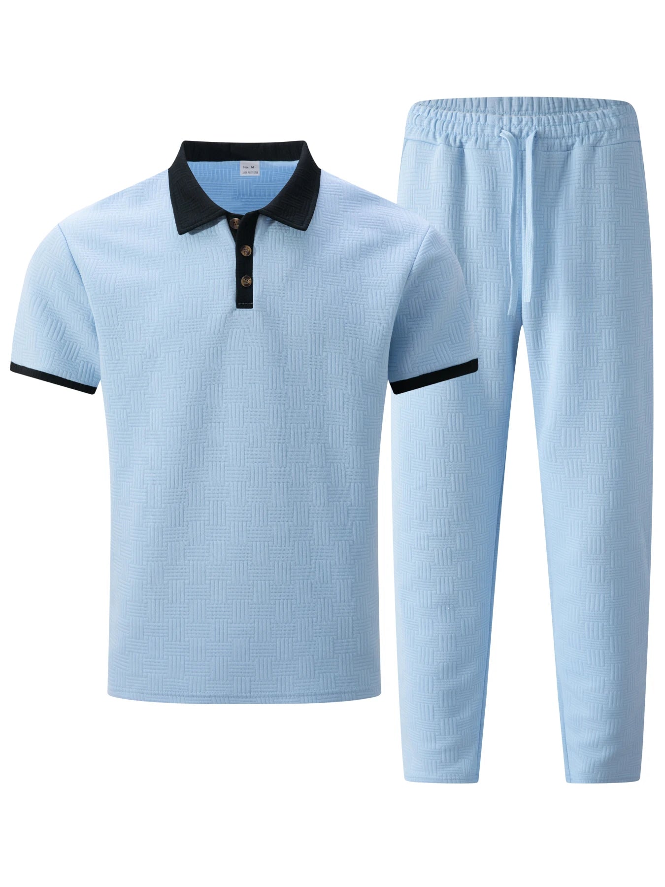 Men's Fashion Two Piece Set Short Sleeve Polo Shirt and Drawstring Shorts Casual Streetwear Tracksuit for Men