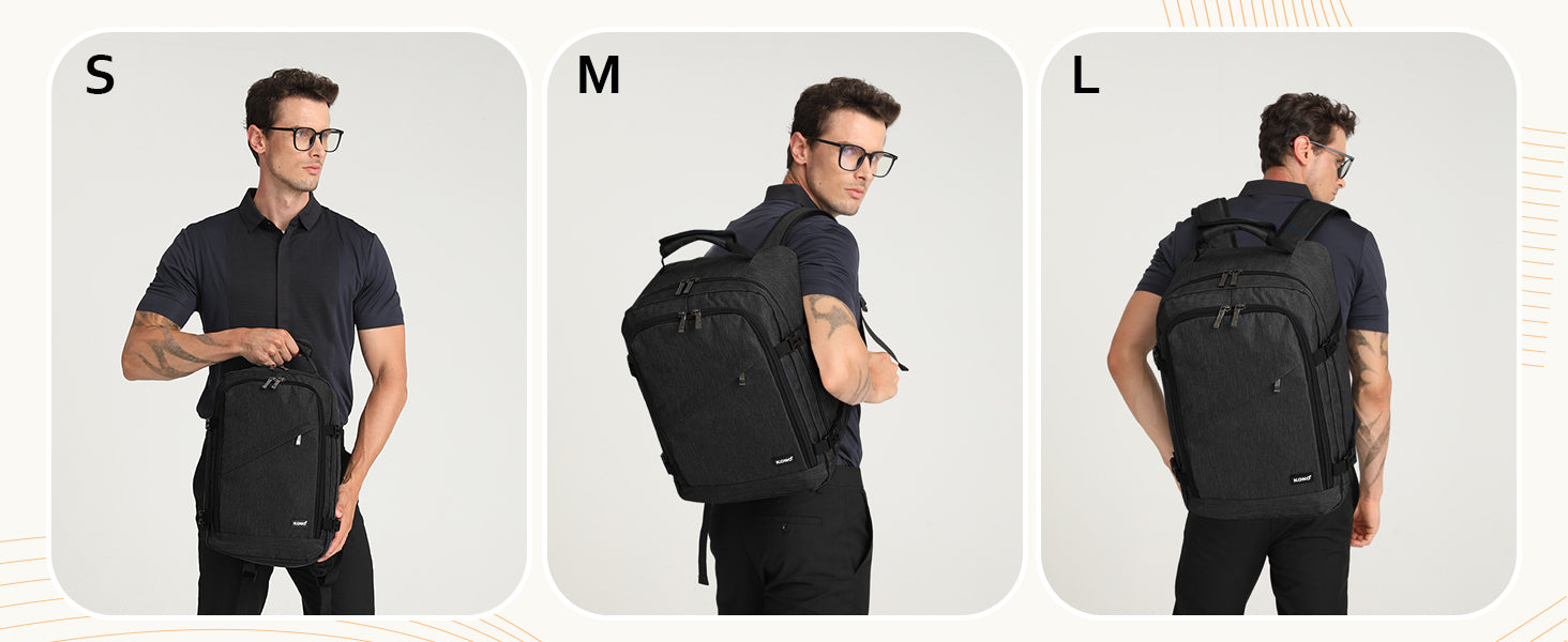 S/M/L Kono Cabin bag-Minimalist, Lightweight, Compatible with Ryanair hand luggage, Travel Backpack, 20L-38L